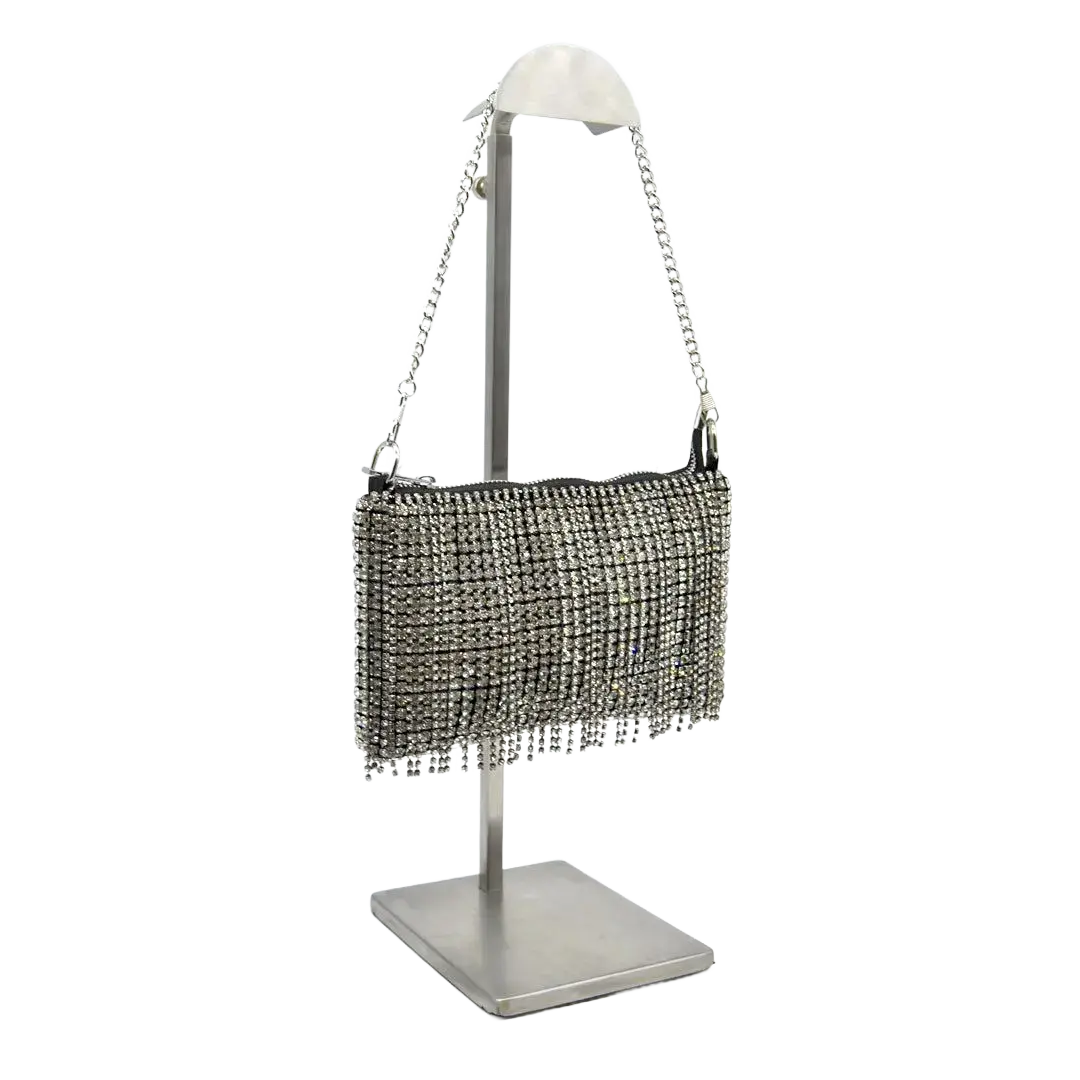 MICHELLE - STRASS ARGENTO BASE NERO - Marie Louise Bag