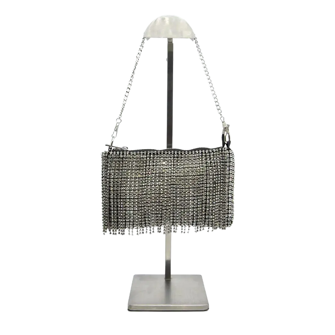 MICHELLE - STRASS ARGENTO BASE NERO - Marie Louise Bag